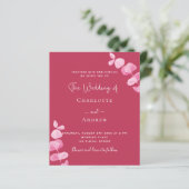 Magenta eucalyptus budget bruiloft uitnodiging (Staand voorkant)