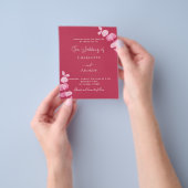 Magenta eucalyptus budget bruiloft uitnodiging flyer (Hand)