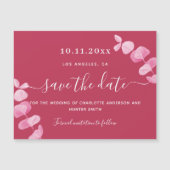 Magenta eucalyptusbruiloft met uitzondering van de magnetische uitnodiging (Voorkant)