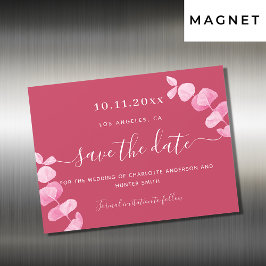 Magenta eucalyptusbruiloft met uitzondering van de magnetische uitnodiging