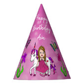 Magenta Fairy en Unicorn Birthday Pet Feesthoedjes (Voorkant)