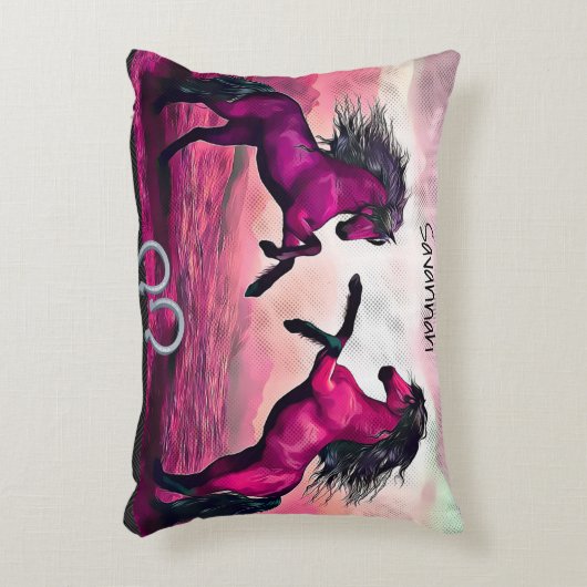 Magenta Fantasy Horses in Cartoon Dot Accent Kussen (Voorkant(Verticaal))