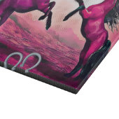 Magenta Fantasy Horses in Cartoon Dot Snijplank (Hoek)