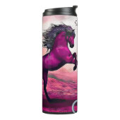 Magenta Fantasy Horses in Cartoon Dot Thermosbeker (Gedraaid links)