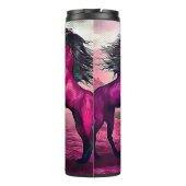 Magenta Fantasy Horses in Cartoon Dot Thermosbeker (Achterkant)