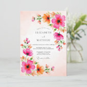 Magenta Feestelijke Zomer Bruiloft Kaart (Staand voorkant)