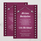 Magenta Fencing Birthday Party Invitation Kaart (Voorkant / Achterkant)