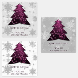Magenta Festive kerstboom-label Labels