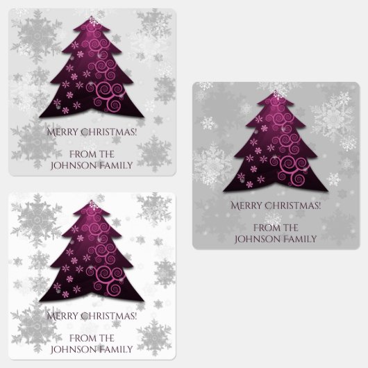 Magenta Festive kerstboom-label Labels (Groep)