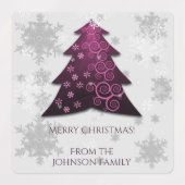 Magenta Festive kerstboom-label Labels (Design 1)