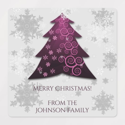 Magenta Festive kerstboom-label Labels (Design 1)