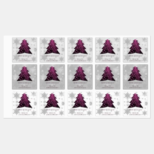 Magenta Festive kerstboom-label Labels (Vel)