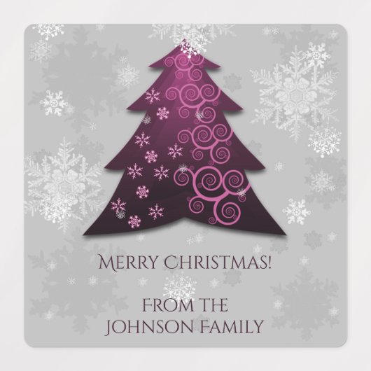 Magenta Festive kerstboom-label Labels (Design 2)