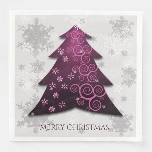 Magenta Festive kerstboompapier servkin Servet (Voorkant)
