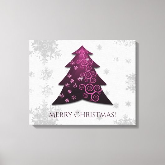 Magenta Festive kerstboomschilderdruk Canvas Afdruk (Voorkant)