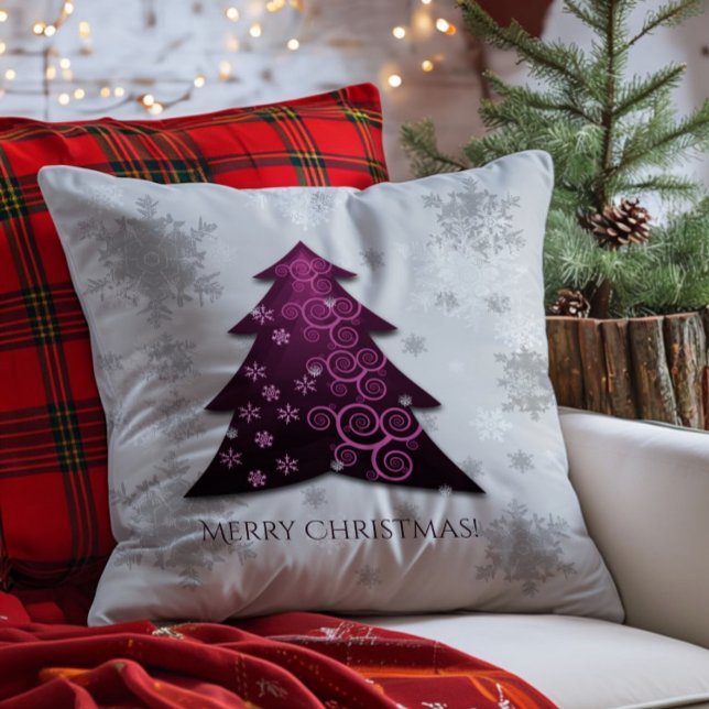 Magenta Festive-Sierkussen voor kerstbomen Kussen (Magenta Festive Christmas Tree Throw Pillow)