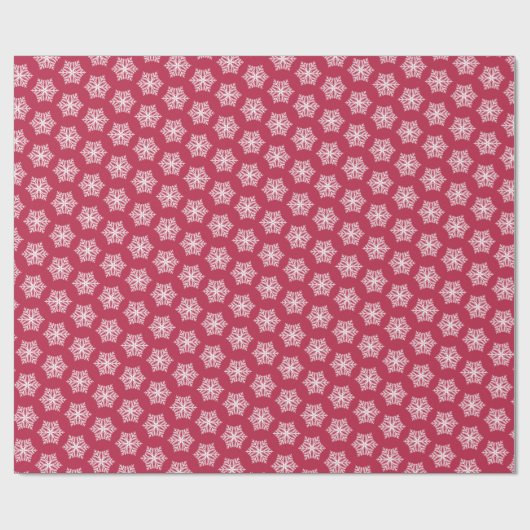 Magenta Festive Snowflakes Patroon Kerstmis Cadeaupapier (Vlak)