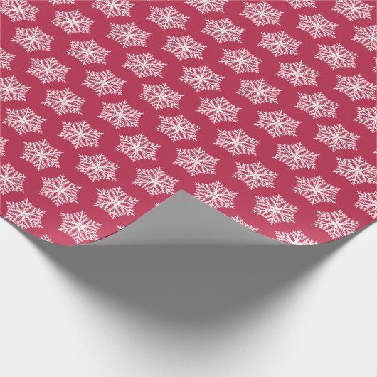 Magenta Festive Snowflakes Patroon Kerstmis Cadeaupapier (Hoek)