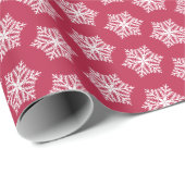 Magenta Festive Snowflakes Patroon Kerstmis Cadeaupapier (Rol Hoek)