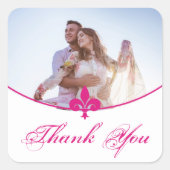 Magenta Fleur de Lis Foto Dank u Stickers (Voorkant)