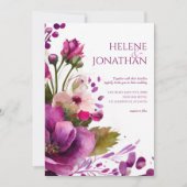 Magenta Floral Boho Wedding Modern Pink Bold Magen Kaart (Voorkant)