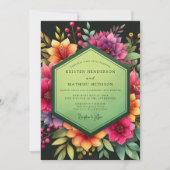 Magenta Floral Dusk Wedding Kaart (Voorkant)