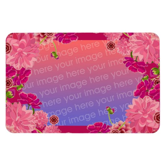 Magenta floral foto magneet (Horizontaal)