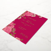 Magenta floral Gilded Folie Uitnodiging (Gedraaid)