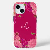 Magenta floral initiaal Case-Mate iPhone case (Achterkant)