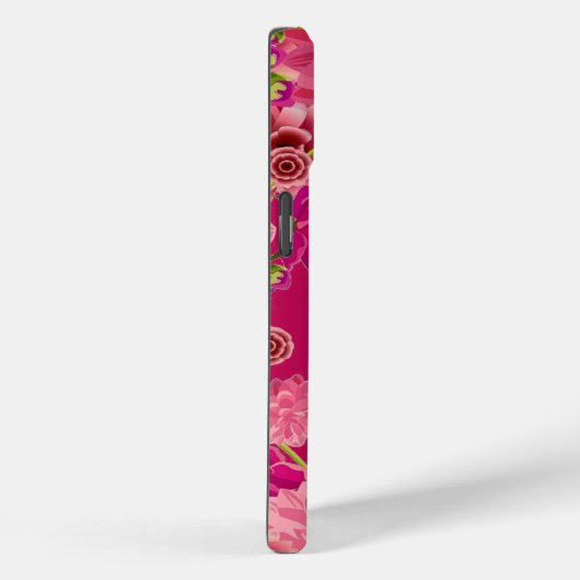 Magenta floral initiaal Case-Mate iPhone case (Achterkant / Rechts)