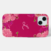 Magenta floral initiaal Case-Mate iPhone case (Achterkant (horizontaal))