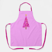 Magenta Floral Moderne kerstboom Apron Schort (Voorkant)