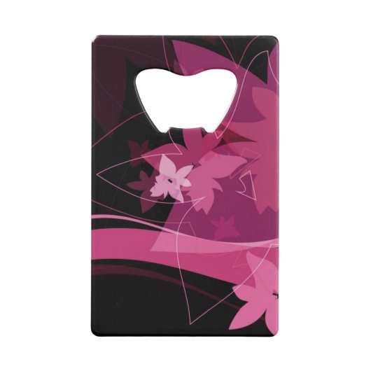 Magenta Floral Pattern Creditkaart Flessenopener (Voorkant)