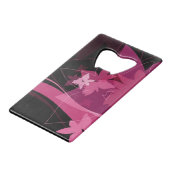 Magenta Floral Pattern Creditkaart Flessenopener (Voorkant Gekanteld)