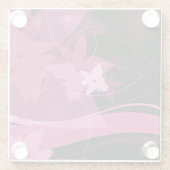 Magenta Floral Pattern Glazen Onderzetter (Achterkant)