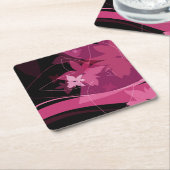 Magenta Floral Pattern Kartonnen Onderzetters (Schuin)