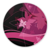 Magenta Floral Pattern Keramische Knop (Voorkant)