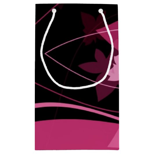 Magenta Floral Pattern Klein Cadeauzakje (Achterkant)