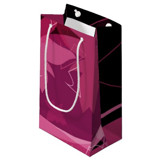 Magenta Floral Pattern Klein Cadeauzakje (Voorkant Gekanteld)