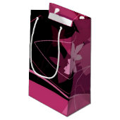 Magenta Floral Pattern Klein Cadeauzakje (Achterkant Gekanteld)