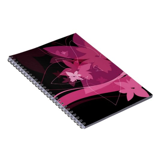 Magenta Floral Pattern Notitieboek (Rechterzijde)