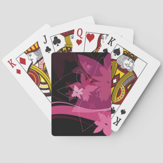Magenta Floral Pattern Pokerkaarten (Achterkant)