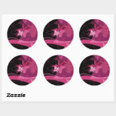 Magenta Floral Pattern Ronde Sticker (Vel)