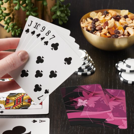 Magenta Floral Pattern Speelkaarten (Insitu)