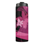 Magenta Floral Pattern Thermosbeker (Voorkant)