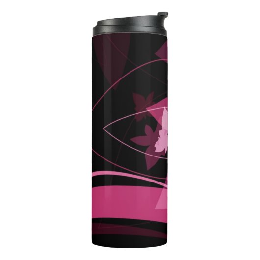Magenta Floral Pattern Thermosbeker (Gedraaid links)