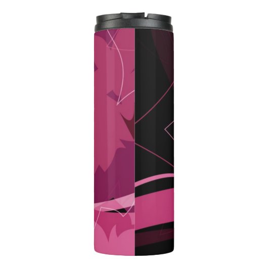 Magenta Floral Pattern Thermosbeker (Achterkant)