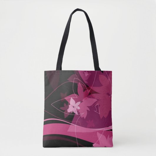 Magenta Floral Pattern Tote Bag (Voorkant)