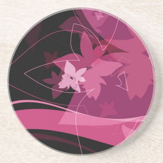 Magenta Floral Pattern Zandsteen Onderzetter (Voorkant)
