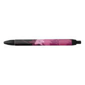 Magenta Floral Pattern Zwarte Inkt Pen (Voorkant)